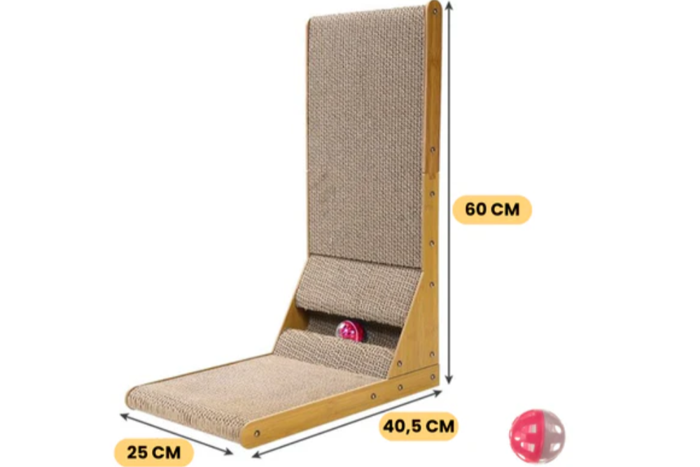 Rascador para Gatos de Madera i Sisal – Diseño Vertical y Juguete Interactivo