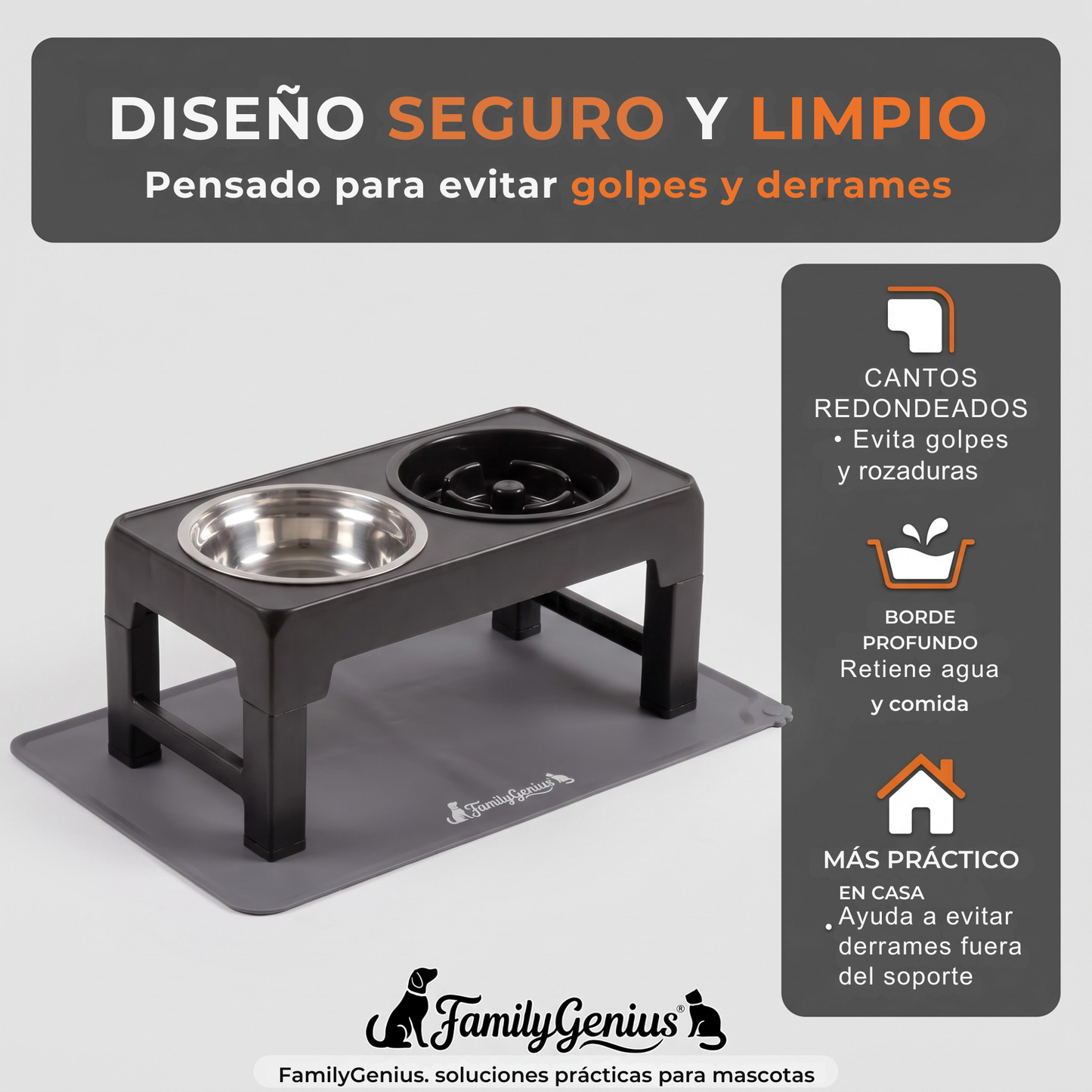 Comedero elevado ajustable para perros
