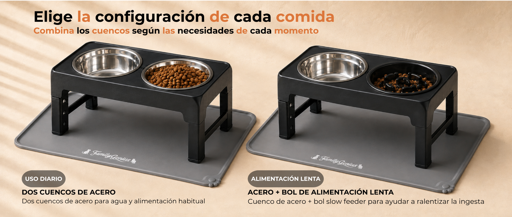 Dos configuraciones reales del comedero: uso diario y slow feeder